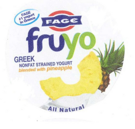 FAGE #1 YOGURT IN GREECE FAGE FRUYO GREEK NONFAT STRAINED YOGURT BLENDED WITH PINEAPPLE ALL NATURAL