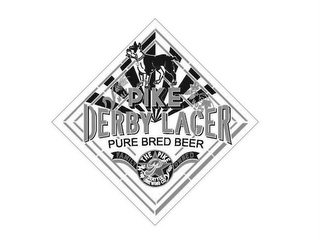 PIKE DERBY LAGER PURE BRED BEER P THE PIKE SEATTLE BREWING CO. FAMILY OWNED MALT HOPS