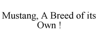 MUSTANG, A BREED OF ITS OWN !