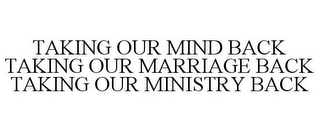 TAKING OUR MIND BACK TAKING OUR MARRIAGE BACK TAKING OUR MINISTRY BACK