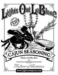 LIGHTS OUT LEBLANC LIGHTSOUTSPICES.COM THE FLAVOR OF LOUISIANA CAJUN SEASONING MADE WITH SEA SALT THE FAVOR OR LOUISIANA WWW.LIGHTSOUTSPICES.COM