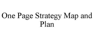 ONE PAGE STRATEGY MAP AND PLAN