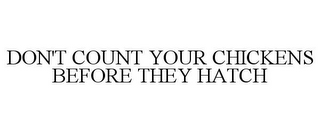 DON'T COUNT YOUR CHICKENS BEFORE THEY HATCH