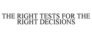 THE RIGHT TESTS FOR THE RIGHT DECISIONS