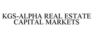 KGS-ALPHA REAL ESTATE CAPITAL MARKETS