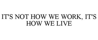 IT'S NOT HOW WE WORK, IT'S HOW WE LIVE