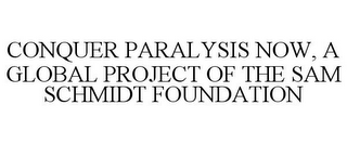 CONQUER PARALYSIS NOW, A GLOBAL PROJECTOF THE SAM SCHMIDT FOUNDATION