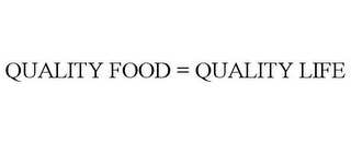 QUALITY FOOD = QUALITY LIFE