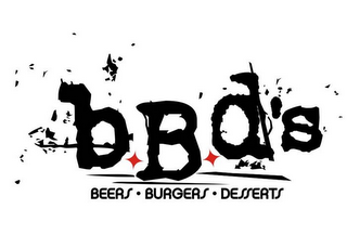 BBD'S BEERS · BURGERS · DESSERTS