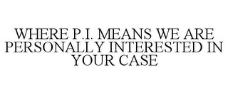 WHERE P.I. MEANS WE ARE PERSONALLY INTERESTED IN YOUR CASE