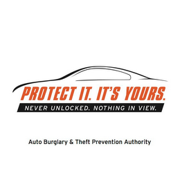 PROTECT IT. IT'S YOURS. NEVER UNLOCKED. NOTHING IN VIEW. AUTO BURGLARY & THEFT PREVENTION AUTHORITY