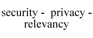 SECURITY - PRIVACY - RELEVANCY