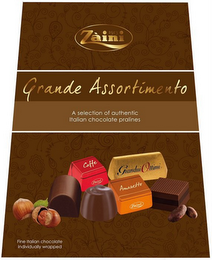 GRANDE ASSORTIMENTO ZAINI 1913 CAFFE ZAINI GIANDUI OTTIMI AMARETTO FINE ITALIAN CHOCOLATE INDIVIDUALLY WRAPPED A SELECTION OF AUTHENTIC ITALIAN CHOCOLATE PRALINES