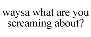 WAYSA WHAT ARE YOU SCREAMING ABOUT?