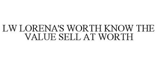 LW LORENA'S WORTH KNOW THE VALUE SELL AT WORTH