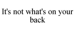 IT'S NOT WHAT'S ON YOUR BACK