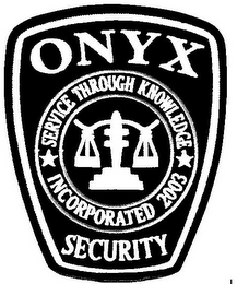 ONYX SECURITY SERVICE THROUGH KNOWLEDGE INCORPORATED 2003