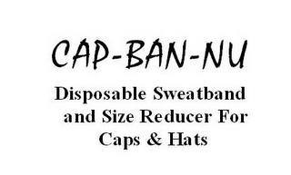 CAP-BAN-NU DISPOSABLE SWEATBAND AND SIZE REDUCER FOR CAPS & HATS