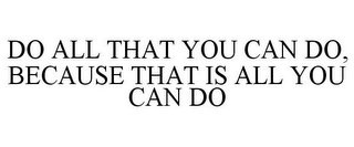 DO ALL THAT YOU CAN DO, BECAUSE THAT IS ALL YOU CAN DO