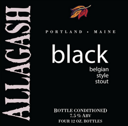 ALLAGASH BLACK PORTLAND MAINE BELGIAN STYLE STOUT BOTTLE CONDITIONED 7.5% ABV FOUR 12 OZ. BOTTLES