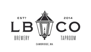 EST 2014 L B CO CAMBRIDGE, MA BREWERY TAPROOM CAMBRIDGE, MA