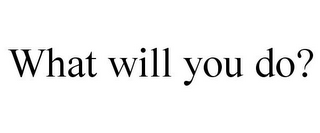 WHAT WILL YOU DO?