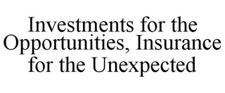 INVESTMENTS FOR THE OPPORTUNITIES, INSURANCE FOR THE UNEXPECTED