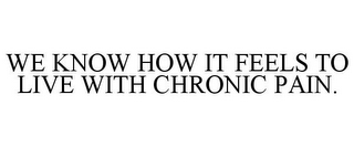 WE KNOW HOW IT FEELS TO LIVE WITH CHRONIC PAIN.