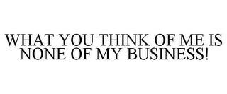 WHAT YOU THINK OF ME IS NONE OF MY BUSINESS!