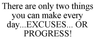 THERE ARE ONLY TWO THINGS YOU CAN MAKE EVERY DAY...EXCUSES... OR PROGRESS!