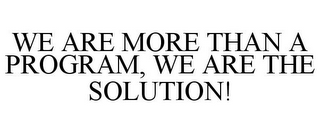 WE ARE MORE THAN A PROGRAM, WE ARE THE SOLUTION!