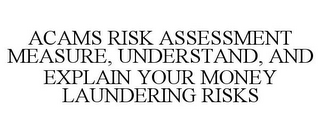 ACAMS RISK ASSESSMENT MEASURE, UNDERSTAND, AND EXPLAIN YOUR MONEY LAUNDERING RISKS