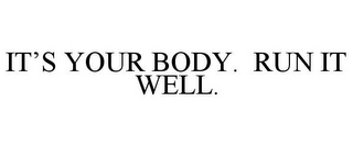 IT'S YOUR BODY. RUN IT WELL.