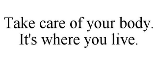 TAKE CARE OF YOUR BODY. IT'S WHERE YOU LIVE.