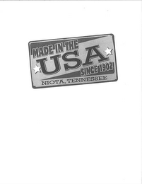 MADE IN THE USA SINCE 1902 NIOTA, TENNESSEE