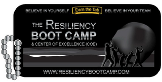 THE RESILIENCY BOOT CAMP & CENTER OF EXCELLENCE (COE) BELIEVE IN YOURSELF BELIEVE IN YOUR TEAM EARN THE TAB WWW.RESILIENCYBOOTCAMP.COM