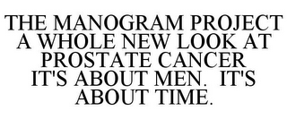 THE MANOGRAM PROJECT A WHOLE NEW LOOK AT PROSTATE CANCER IT'S ABOUT MEN. IT'S ABOUT TIME.