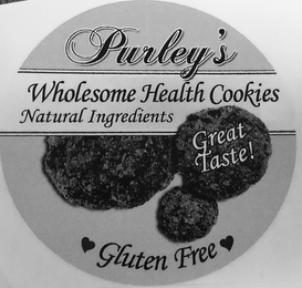 PURLEY'S WHOLESOME HEALTH COOKIES NATURAL INGREDIENTS GREAT TASTE! GLUTEN FREE