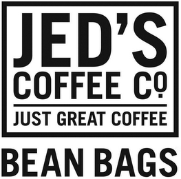 JED'S COFFEE CO. JUST GREAT COFFEE BEAN BAGS
