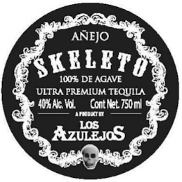 AÑEJO SKELETO 100% DE AGAVE 40% ALC. VOL. CONT NET. 750 ML A PRODUCT BY AZULEJOS