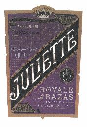 CUEILLIES A LA MAIN APPROUVE PAR J. MAURICE PRODUIT DE FRANCE HEIRLOOM PEACH LIQUEUR JULIETTE RJB ROYALE DE BAZAS LIQUEUR DE PECHE DE VIGNE NO.