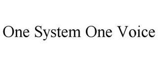 ONE SYSTEM ONE VOICE