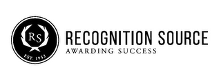 RECOGNITION SOURCE AWARDING SUCCESS RS EST. 1952