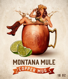 MONTANA MULE COPPER MUG 16 OZ B BOZEMAN SPIRITS MONTANA TRADE MARK