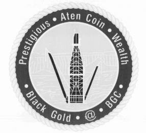 PRESTIGIOUS · ATEN COIN · WEALTH · BLACK GOLD · @ · BGC ·