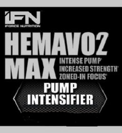 IFN IFORCE NUTRITION HEMAV02 MAX INTENSE PUMP INCREASED STRENGTH ZONED-IN FOCUS PUMP INTENSIFIER