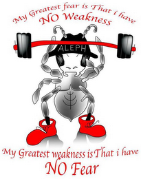 MY GREATEST FEAR IS THAT I HAVE NO WEAKNESS ALEPH MY GREATEST WEAKNESS IS THAT I HAVE NO FEAR