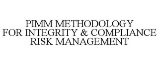 PIMM METHODOLOGY FOR INTEGRITY & COMPLIANCE RISK MANAGEMENT