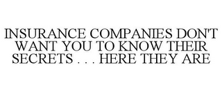 INSURANCE COMPANIES DON'T WANT YOU TO KNOW THEIR SECRETS . . . HERE THEY ARE