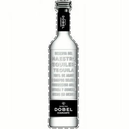 MAESTRO DOBEL DIAMANTE RESERVA DEL MAESTRO TEQUILERO TEQUILA 100% DE AGAVE DE CAMPOS SELECTOS PRODUCCION ANUAL LIMITADA Y NUMERADA HECHO EN MEXICO 100% AGAVE MAESTRO DOBEL DIAMANTE